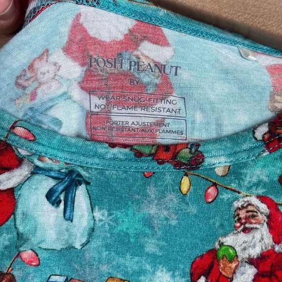 Posh Peanut Kids Bamboo Christmas Holiday Santa Pajama Top Size 8 - Picture 4 of 5